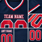 Custom Navy Red-White Mesh Authentic Throwback Football Jersey detail