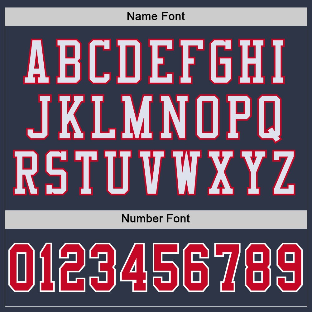 Custom Navy Red-White Mesh Authentic Throwback Football Jersey photo 3