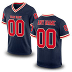 Custom Navy Red-Cream Mesh Authentic Throwback Football Jersey