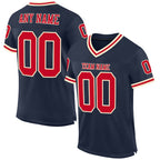 Custom Navy Red-Cream Mesh Authentic Throwback Football Jersey photo 1