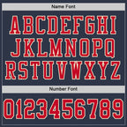 Custom Navy Red-Cream Mesh Authentic Throwback Football Jersey photo 3