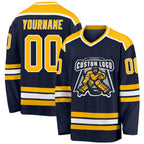Custom Navy Gold-White Hockey Jersey photo 1