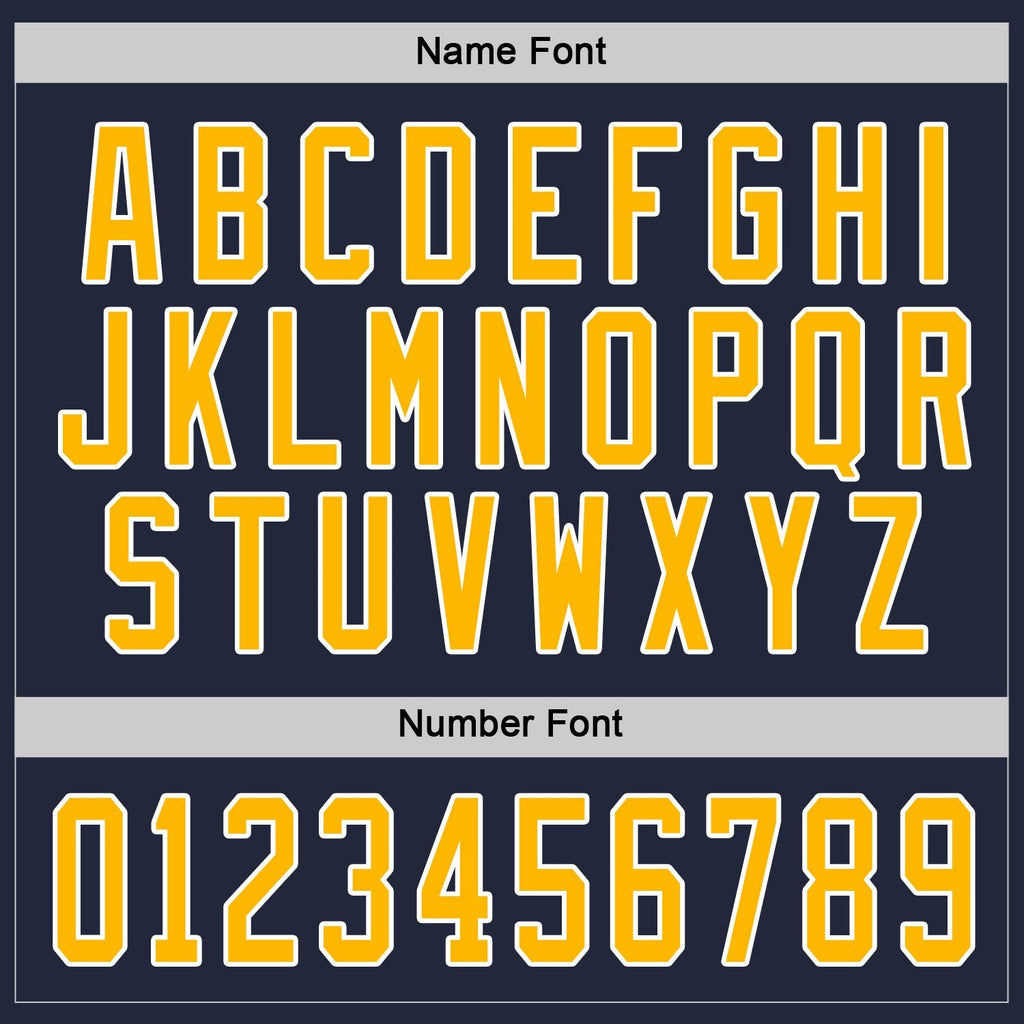 Custom Navy Gold-White Hockey Jersey photo 3