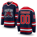 Custom Navy Red-White Hockey Jersey