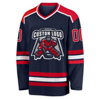 Custom Navy Red-White Hockey Jersey photo 2