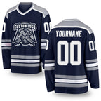 Custom Navy White-Gray Hockey Jersey