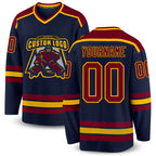 Custom Navy Maroon-Gold Hockey Jersey