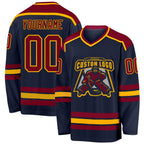 Custom Navy Maroon-Gold Hockey Jersey photo 1