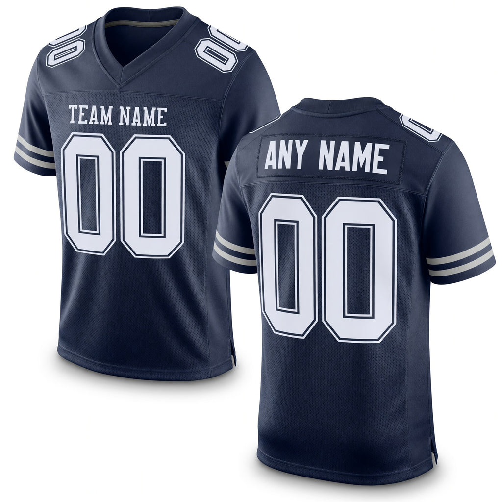 Custom Navy White Mesh Authentic Football Jersey