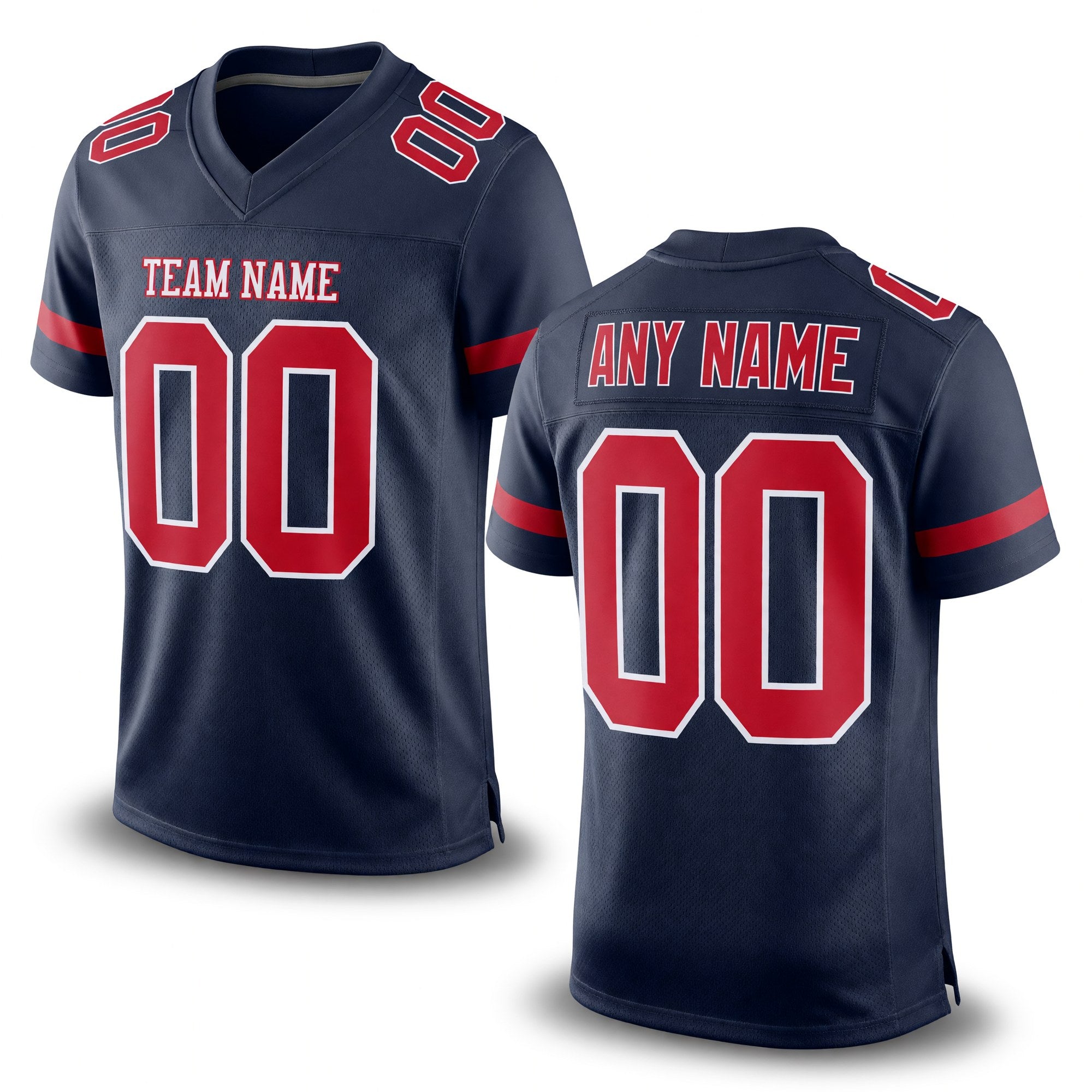 Custom Navy Red-White Mesh Authentic Football Jersey