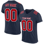 Custom Navy Red-White Mesh Authentic Football Jersey photo 1