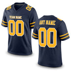 Custom Navy Gold-White Mesh Authentic Football Jersey