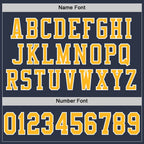 Custom Navy Gold-White Mesh Authentic Football Jersey photo 3