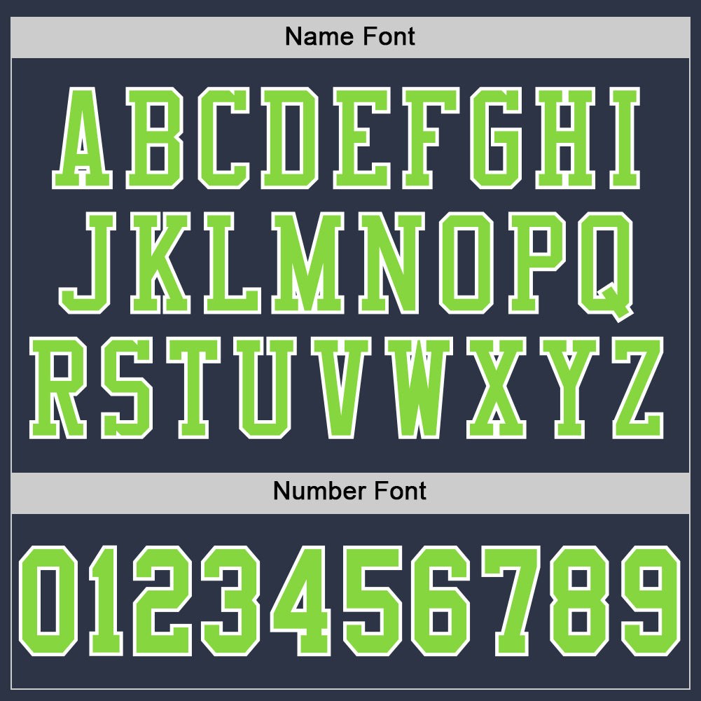 Custom Navy Neon Green-White Mesh Authentic Football Jersey photo 3