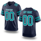 Custom Navy Aqua-White Mesh Authentic Football Jersey