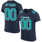 Custom Navy Aqua-White Mesh Authentic Football Jersey photo 1