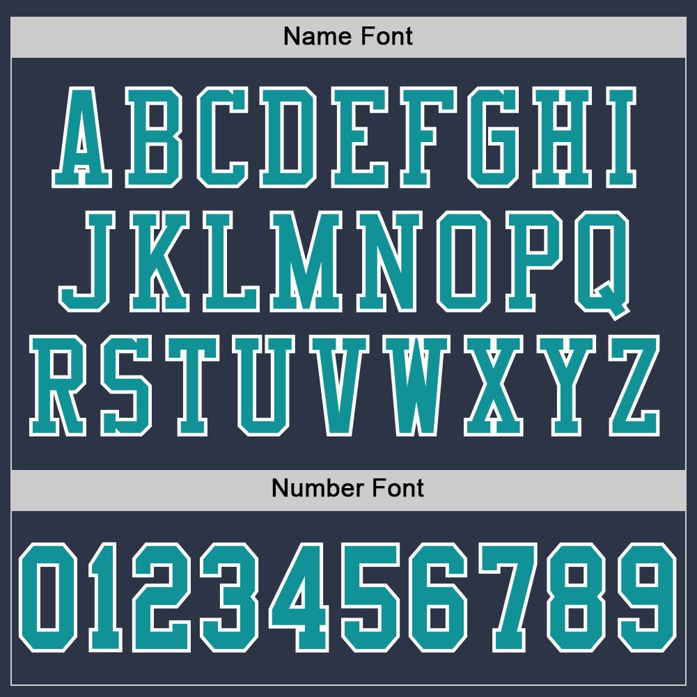 Custom Navy Aqua-White Mesh Authentic Football Jersey photo 3