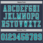 Custom Navy Aqua-White Mesh Authentic Football Jersey photo 3