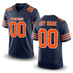 Custom Navy Orange-White Mesh Authentic Football Jersey