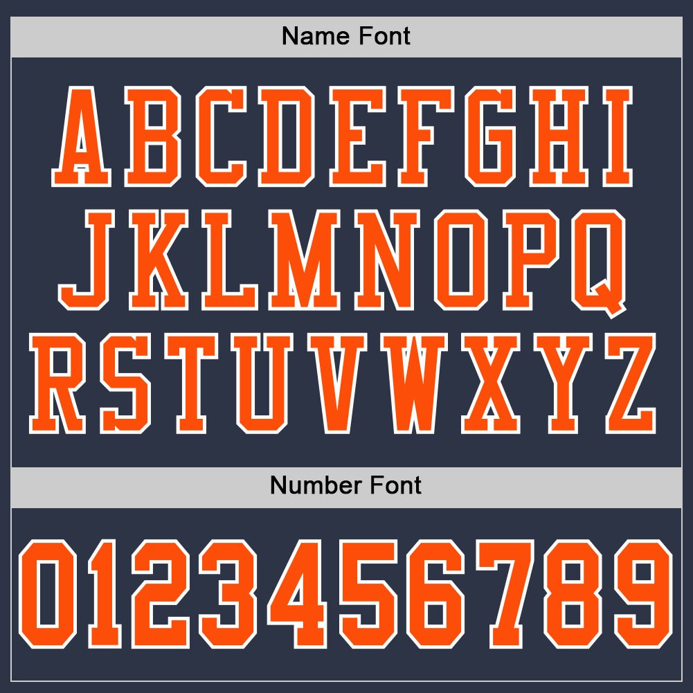 Custom Navy Orange-White Mesh Authentic Football Jersey photo 3