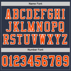 Custom Navy Orange-White Mesh Authentic Football Jersey photo 3