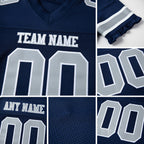 Custom Navy Gray-White Mesh Authentic Football Jersey detail