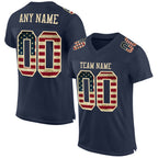 Custom Navy Vintage USA Flag-Cream Mesh Authentic Football Jersey photo 1