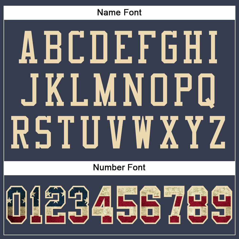 Custom Navy Vintage USA Flag-Cream Mesh Authentic Football Jersey photo 3