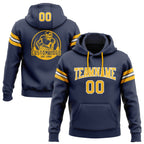 Custom Stitched Navy Gold-White Football Pullover Sweatshirt Hoodie photo 1