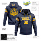 Custom Stitched Navy Gold-White Football Pullover Sweatshirt Hoodie photo 2