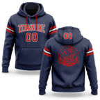 Custom Stitched Navy Red-White Football Pullover Sweatshirt Hoodie