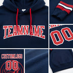 Custom Stitched Navy Red-White Football Pullover Sweatshirt Hoodie detail