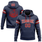 Custom Stitched Navy Red-White Football Pullover Sweatshirt Hoodie photo 1