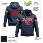 Custom Stitched Navy Red-White Football Pullover Sweatshirt Hoodie photo 2