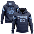 Custom Stitched Navy Light Blue-White Football Pullover Sweatshirt Hoodie photo 1