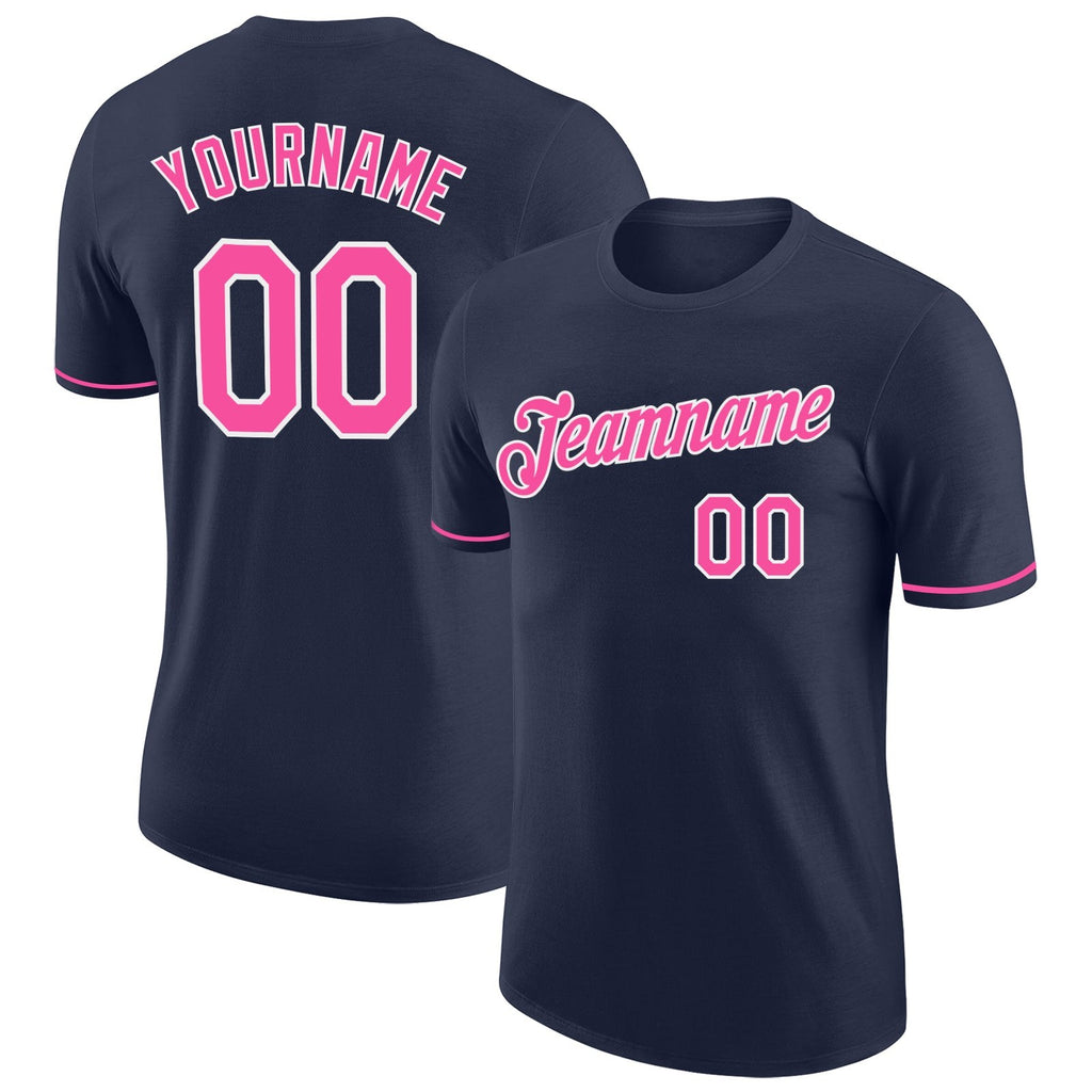 Custom Navy Pink-White Performance T-Shirt photo 1
