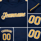 Custom Navy Old Gold-White Performance T-Shirt detail