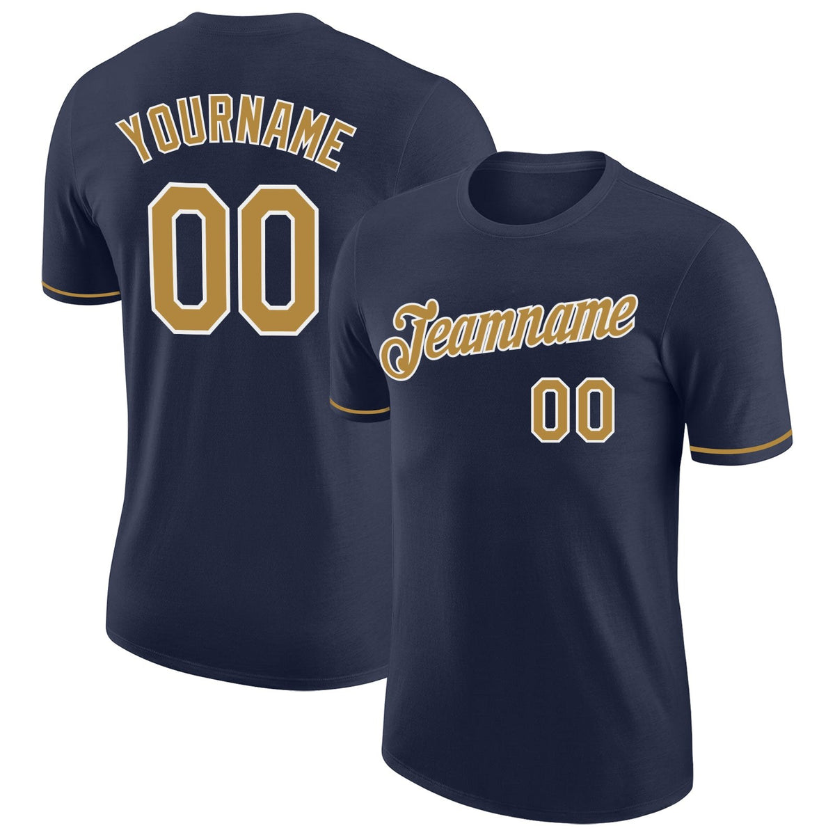 Custom Navy Old Gold-White Performance T-Shirt photo 1