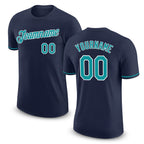 Custom Navy Teal-White Performance T-Shirt