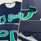Custom Navy Teal-White Performance T-Shirt photo 2