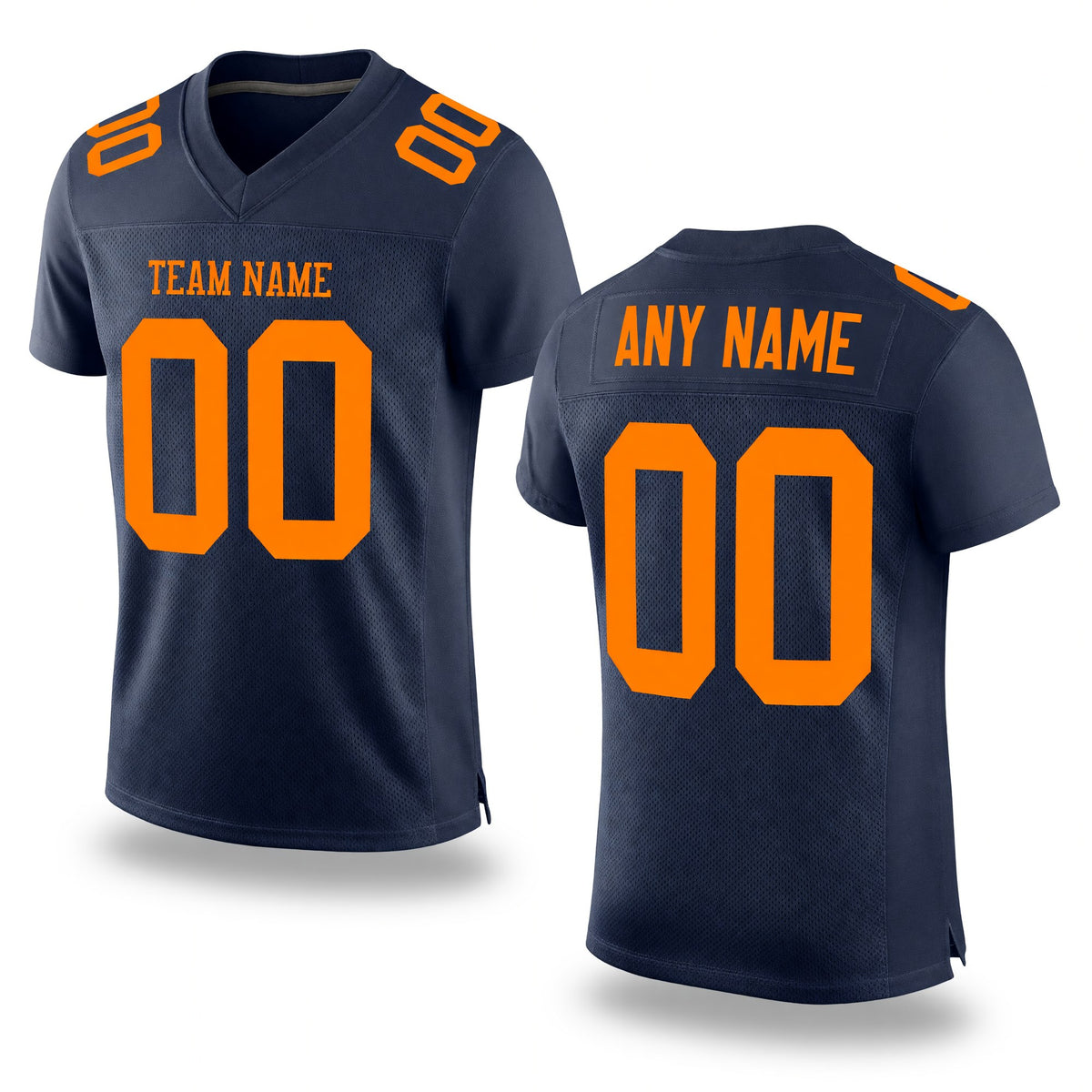 Custom Navy Bay Orange Mesh Authentic Football Jersey