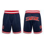 Custom Navy Red-White Authentic Throwback Basketball Shorts