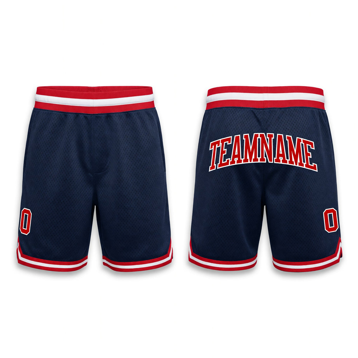 Custom Navy Red-White Authentic Throwback Basketball Shorts