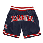 Custom Navy Red-White Authentic Throwback Basketball Shorts photo 1