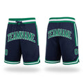Custom Navy Kelly Green-White Authentic Throwback Basketball Shorts