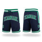 Custom Navy Kelly Green-White Authentic Throwback Basketball Shorts