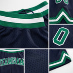 Custom Navy Kelly Green-White Authentic Throwback Basketball Shorts detail