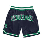 Custom Navy Kelly Green-White Authentic Throwback Basketball Shorts photo 1