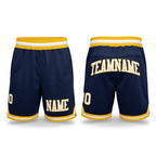 Custom Navy White-Gold Authentic Throwback Basketball Shorts