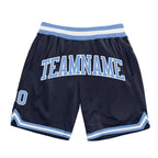 Custom Navy Light Blue-White Authentic Throwback Basketball Shorts photo 1